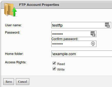 FTP Accounts Properties