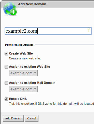 Create Domain - Add Domains Details