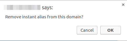Delete Instant Alias OK