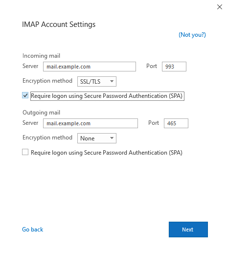 Configuring Outlook - IMAP Account Settings
