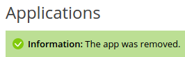 Plesk My Apps Applications - Remove Confirm