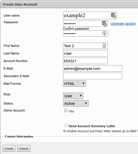 WSP Account Menu Create User Sample