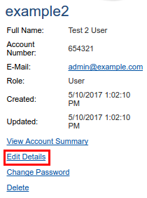 WSP Account Menu Modify User Edit Details