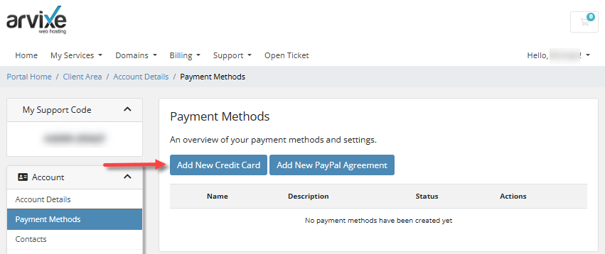 Payment Methods - Add new credit card